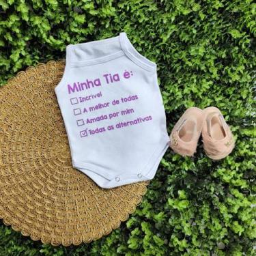 Imagem de Body Alcinha Tematico Frase Bebe Menina Regata 100% Suedine - Sassá Ba