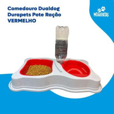Imagem de Comedouro Dualdog Durapets Pote Ração Diversas Cores, Vermelho