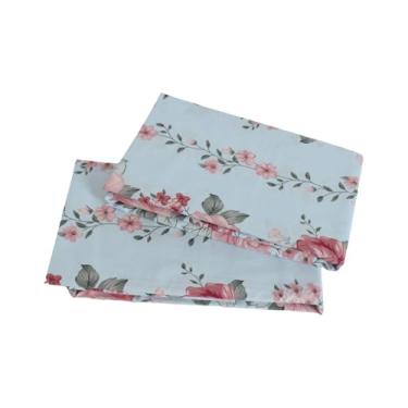 Imagem de Conjunto de 2 fronhas de travesseiro de algodão azul ultra macias decorativas tamanho Queen com fecho de envelope