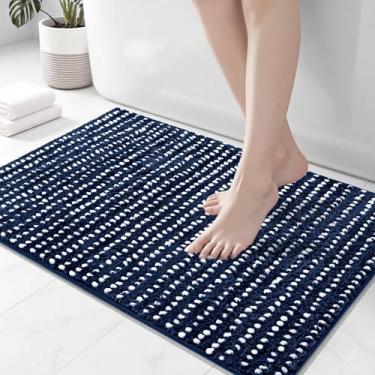 Imagem de Arenarug Tapetes de banheiro de chenille, tapete de banho felpudo, azul-marinho, 50 x 81 cm