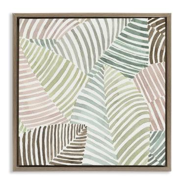 Imagem de Stupell Industries Arte de parede em tela flutuante emoldurada marrom com ilusão de folhagem listrada por Errico & Slyp, 45,7 x 45,7 cm