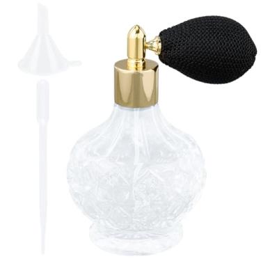 Imagem de GORGECRAFT Frascos de perfume de cristal transparente de 100 ml, frasco de perfume vintage, atomizador, pulverizador, bomba de vidro vazio, ferramenta de maquiagem com funil e conta-gotas para óleo de