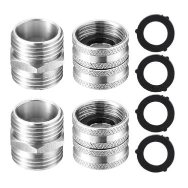 Imagem de Adaptador de mangueira de jardim de armazenamento em caixa de caixa, macho para macho, adaptador de mangueira fêmea para fêmea, conector de mangueira de jardim de aço inoxidável sólido de 3/4