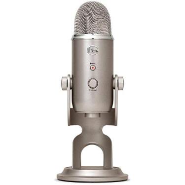 Imagem de Microfone USB Blue Yeti para PC, Mac, jogos, gravação, streaming, podcasting, estúdio e microfone condensador de computador com efeitos Blue VO!CE, 4 padrões de captação, Plug and Play – dourado