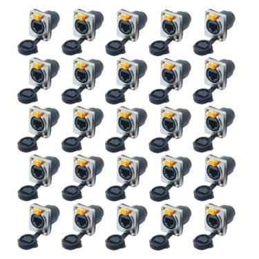 Imagem de 25 un Conector Ethercon Rj45 Keystone Ip65 Rede Fêmea Duplo Painel de Led Emenda Tomada Rack