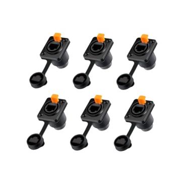 Imagem de 6 un Conector Ethercon Rj45 Keystone Ip65 Rede Fêmea Duplo Painel de Led Emenda Tomada Rack - PRETO