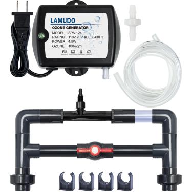 Imagem de Lamudo Kit injetor de ozônio Venturi com gerador de ozônio SPA-124 para mergulho frio, banheiras de hidromassagem, spas de natação, sistema de tratamento de água com ozonizador, encaixe de tubo UPVC