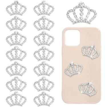 Imagem de FULZTEY Enfeite de strass de cristal remendo de coroa de liga para artesanato DIY mini coroa de prata acessório de strass apliques de strass para capa de telefone, roupas, decoração de festa de