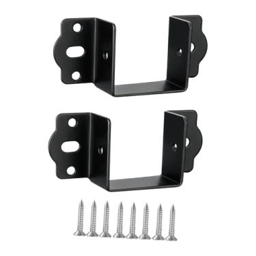 Imagem de Baoblaze 2 peças de acessórios para grades de cama, suportes para grades de cama para conexão em madeira, cabeceiras e estrados, dobradiças premium de fácil, Preto