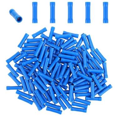 Imagem de Conectores Isolados Azuis 100pcs 16-14 AWG Terminais De Crimpagem Para