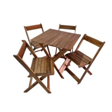 Imagem de Conjunto De Mesa Para Bar 4 Cadeiras Dobráveis Em Madeira Mel