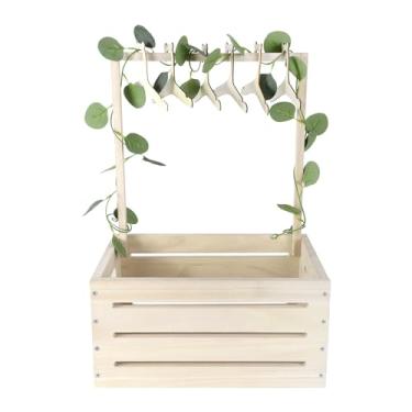 Imagem de Okydoky Armário de madeira para chá de bebê, cesta de presente para bebê com alça, cabide e guirlanda de roupas infantis, cesta de armazenamento de bebê, cesta de bebê personalizada para pais grávidas