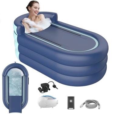 Imagem de Tapete inflável para banheira e spa com bolhas - banheira de hidromassagem portátil para adultos, equipado com um tapete de matemática bolha para massagem, adequado para qualquer banheiro, design