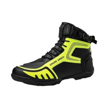 Imagem de Botas De Corrida Para Motocicleta Masculinas Respiráveis Em Couro Anti