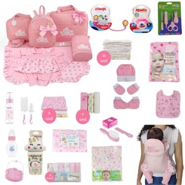 Imagem de KIT BOLSA MATERNIDADE 5 PEÇAS C/SAÍDA MATERNIDADE + ENXOVAL MASTER MENINA (Nuvem)