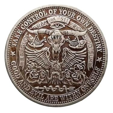 Imagem de Copy U.S Hobo Morgan Dollar Coin Illuminati Masonic Eye of Providence God Sky Mason Bull Skull Take Control of Your Own Destiny Good and Evil are Within Oneself Silver Plated Replica Commemorative