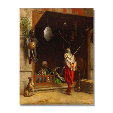 Imagem de NHLDZYH Imagem natureza em tela, (mercado de armas do Cairo) de Jean Leon Gerome, reprodução de quadros, quadro de arte de parede em tela para casa. 40 x 50 cm apenas tela