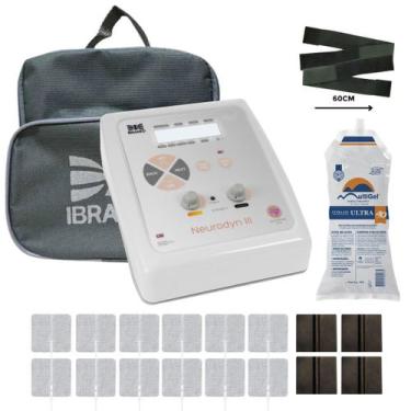 Imagem de Neurodyn III Ibramed TENS FES Gel 1KG 2 Faixas 12 Eletrodos Adesivos