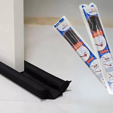 Imagem de Protetor de Porta Veda Porta Duplo 80cm Poliéster Preto Contra Poeira Água e Insetos Ideal para Portas Internas e Externas