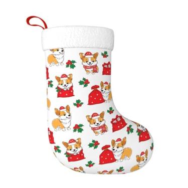 Imagem de Navuxu Corgi Impresso Personalizado Meia de Natal Grande 45.7 cm Ornamentos de Natal para Decorações de Festa de Natal Decoração Lareira Design de Impressão Animal