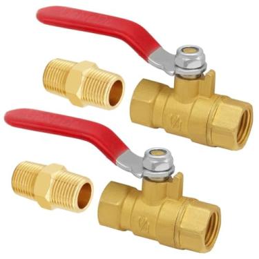 Imagem de Uenede Válvula esférica NPT de 1/10.2 cm e bocal de latão, válvula de fechamento fêmea NPT de 1/10.2 cm com acoplador macho NPT de diâmetro igual de 1/10.2 cm, acessórios rosqueados para água/óleo/gás