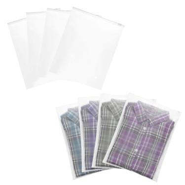 Imagem de PATIKIL Bolsa fosca com zíper 30 x 25 cm, 50 peças de plástico fosco para viagem, bolsa organizadora de roupas de banho para camiseta, embalagem de roupas, armazenamento de viagem, transparente