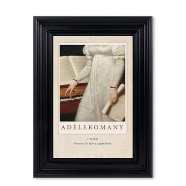 Imagem de NARIA ART Pintura decorativa de retrato retrô, 30,5 x 40,6 cm, retrato de uma senhora em um pianoforte, arte de parede clássica, decoração de pintura decorativa vintage - para sala de estar, quarto.