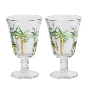 Imagem de Jogo 2 Taças de Cristal Palm Hand Tree Coqueiro Transparente para Água