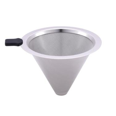 Imagem de Gotejador de filtro de café, filtro de café em cone de metal de aço inoxidável, sem papel e permanentemente reutilizável, café de malha dupla, filtro de chá para 2 a 4 xícaras