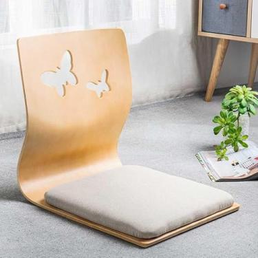 Imagem de UISLA Piso japonês sem pernas, tatami para sala de estar, meditação de madeira, braço de janela de sacada, sofá preguiçoso para ler, assistir TV