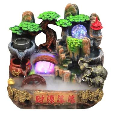 Imagem de XFNVXC Fonte de mesa cascata de mesa resina decoração de casa de campo ornamentais fonte de água corrente ornamentais decoração interior fonte de água de mesa