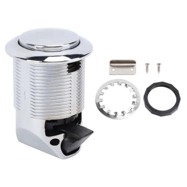 Imagem de QANYEGN Fechadura de gabinete para trailer, substituição de trava com botão de pressão, tipo incorporado, trava de gabinete sem chave de segurança aprimorada para trailers, iates, (Cromo)