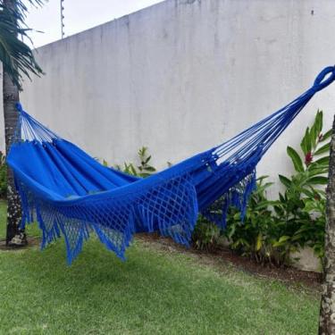 Imagem de Rede de Descanso Reforçada Casal King - Gigante, Manual Artesanal e Conforto Premium para Sua Varanda(Azul Royal Lisa)