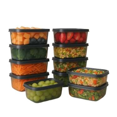 Imagem de Kit 10 Potes Retangulares 800ml Fumê com Tampa | Marmita Fitness | Livre de BPA e Reutilizável