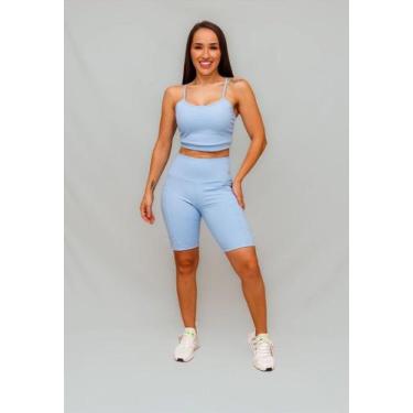 Imagem de Conjunto Bermuda Bolso Confort + Top Alça Confort - Azul Frozen - HNR,