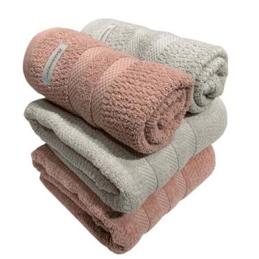 Imagem de Kit 4 Toalhas Buddemeyer Vanilla Extra Soft Bege e Rosa  2 banho e 2 r