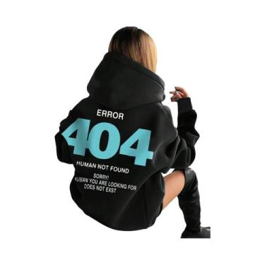 Imagem de Moletom Feminino Com Capuz De Fleece Error 404 Human Not Found S-XXL C