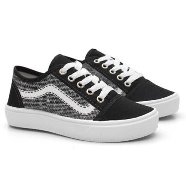 Imagem de Tênis Casual Infantil Colegial Cano Baixo Escolar Preto - Ortobessa, P