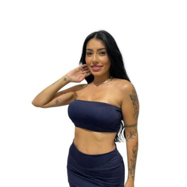Imagem de Top faixa feminino sutiã  com bojo removível  TB moda fitness, Marinho
