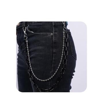Imagem de YERTTER Calça jeans em camadas de acrílico com cores fofas, correntes de hip hop, corrente colorida, acrílico, gótico, rock, jeans, corrente, corrente de elos de cintura para mulheres e homens, Egirls