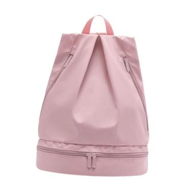 Imagem de oshhni Mochila com cordão Mochila de natação Bolsa organizadora Bolsa de equipamento portátil Mochila de praia Bolsa esportiva para ioga ao ar livre, Pink M