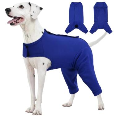 Imagem de Kuoser Traje de cirurgia para cães para pernas traseiras, manga traseira de cachorro para parar de lamber, traje feminino de recuperação de esterilização para cães após a cirurgia, macacão cirúrgico