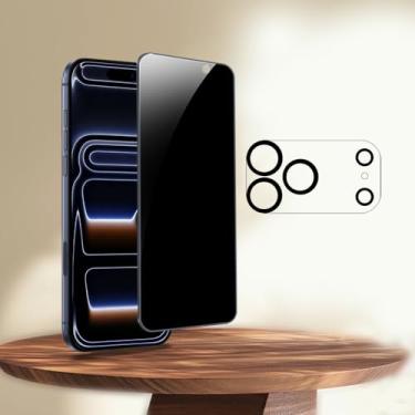 Imagem de 1 pacote com protetor de tela de privacidade para iPhone 17 Pro [6,3 polegadas] + 1 pacote de protetor de lente de câmera, proteção contra impacto, vidro temperado privado antiespionagem [dureza 9H
