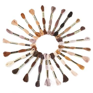 Imagem de Fio de bordado de 1 mm, 24 novelos, pulseira de amizade com tema marrom, 6 camadas, linha de bordado de ponto cruz para máquina de costura, costura manual