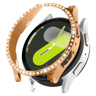 Imagem de Capa brilhante para Samsung Galaxy Watch 7 de 40 mm e 44 mm para mulheres, capa protetora de diamante com strass de cristal com glitter, capa rígida de policarbonato à prova de choque para Samsung