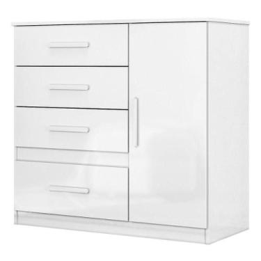 Imagem de Comoda Venus 4 Gavetas 1 Porta 98 Cm Branco Flex Moval Branco Flex - M