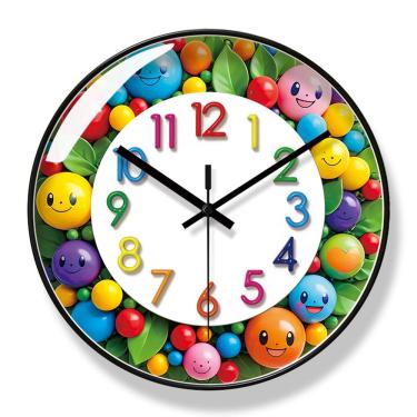 Imagem de Relógio de parede colorido de desenho animado 30x30cm silencioso para quarto de crianças