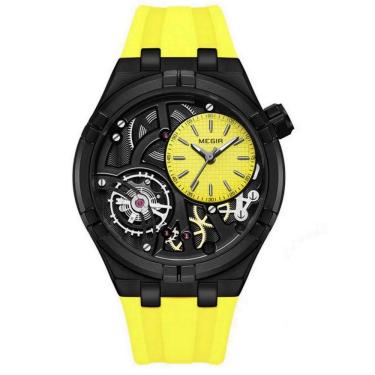 Imagem de Relógio De Quartzo Esportivo Militar Masculino Pulseira De Silicone Impermeável Amarelo
