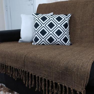Imagem de Manta para Sofá Gigante 100% Algodão Artesanal Decorativa Mesclada – Conforto e Estilo para Sofá e Cama (MARROM MESCLA)