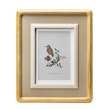 Imagem de ibalux Moldura natural, cinza e bege, madeira de pinho com vidro verdadeiro, fosco para 10 x 15 cm, vertical e horizontal para pendurar na mesa ou na parede